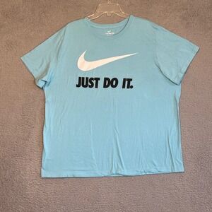 Nike Just Do It T-Shirt Mens XXL Blue Graphic Print Short Sleeve Top